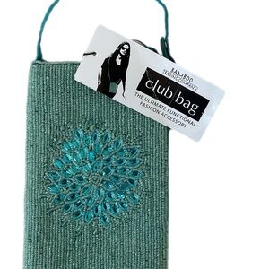Bamboo Trading Company Blue Green Beaded Club Bag